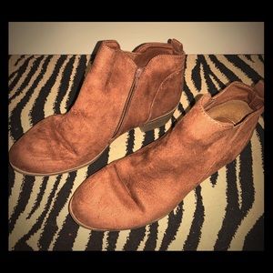 Brown suede booties